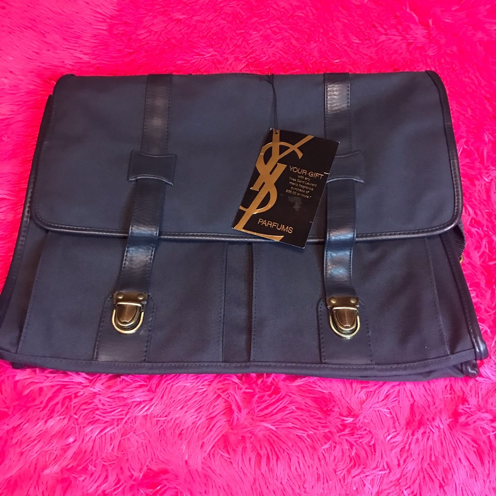 Yves Saint Laurent Black Messenger Bag with Gold Hardware